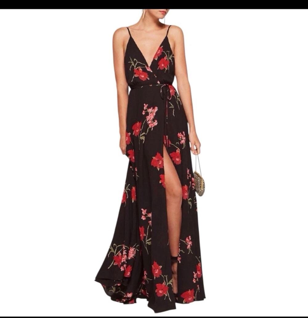 New reformation calla Lilly floral wrap dress sz 10